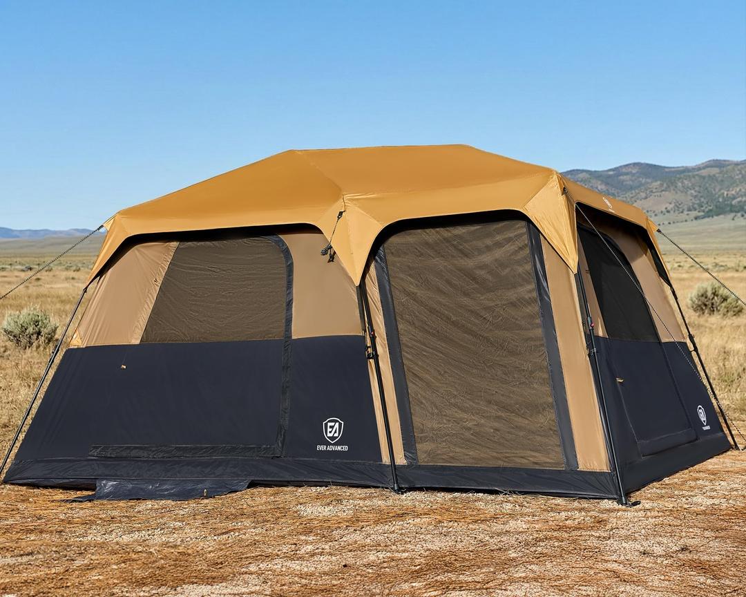 EVER ADVANCED 10 Person Instant Camping Tent with Blackout Design