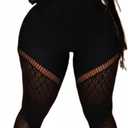Women's Sexy Mesh One Piece Jumpsuit High Stretch Rave Long Sleeves Clubwear Bodysuit Party Night Outfits (Black)