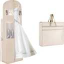 KEEGH Wedding Dress Garment Bag, 72” Tri-fold Bridal Dress Bags for Gowns, With Accessory Pockets and Adjustable Buckle Dress Cover for Wedding/Prom/Travel/Closet Storage (Beige)