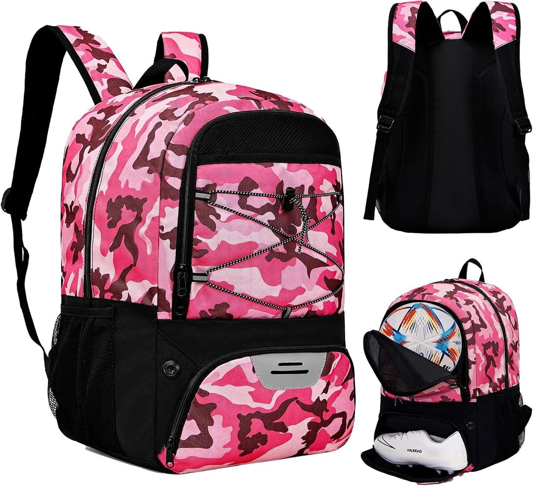 Hsmihair Youth Soccer Bag-Soccer Backpack&Backpack for Football Basketball,with Ball Compartment Separate Cleat Package