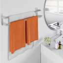 Double Towel Bar, 24Inch Towel Rack for Bathroom, Stainless Steel Double Bath Towel Bar, Wall Mounted Towel Holder, Double Towel Rod Towel Rail Hanger for Wall, Kitchen (Brush Nickel)