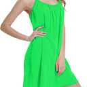 ReachMe Womens Sexy Plus Size Swimsuit Coverups Spaghetti Strap Beach Dresses Bathing Suit Cover Up Sheer Tank Sundress (Green, S)