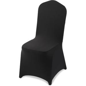 VEVOR Chair Covers, Polyester Spandex Chair Cover, Stretch Slipcovers for Wedding Party Dining Banquet Flat-Front Chair Covers (Black-a, 100PCS)