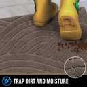 PLEASOR Front Door Mat, Absorbent Dirt Trapper Welcome Door mat Indoor, Non Slip Machine Washable Entryway Rug, Low Profile Doormat, Dog Door Mat for Muddy Paws and Shoes, 32x47, Brown