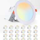LEDIARY 24 Pack 6CCT LED Recessed Lighting 6 inch, 2500K-5000K Selectable Recessed Light Fixtures, 1100LM High Brightness, 12W Eqv 110W, Dimmable Can Lights with Junction Box - IC Rated, ETL (2500k/2700k/3000k/3500k/4000k/5000k-6 cct White)