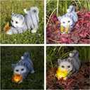 Solar Cat Statue with LED Lights & Butterfly - Outdoor Garden Decor for Patio, Lawn, Yard - Waterproof Cat Figurines, Housewarming Gardening Gifts for Women, Mom, Grandma