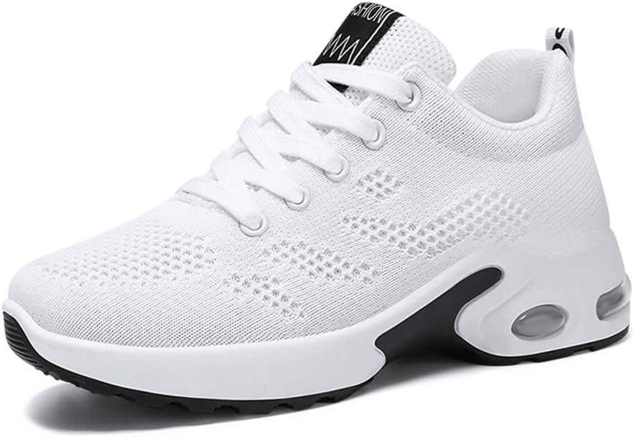Padgene Womens Sneakers Air Cushion Running Shoes Lightweight Tennis Walking Shoes Mesh Breathable Gym Work Fashion Sneakers Athletic Comfortable Casual (8, 835whitewhite)