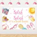 Funmemoir Pool Party Decorations Pink, Splish Splash Theme Backdrop Banner 35 ft Its A Baby Bash Background Photography for Summer Beach Baby Shower Party Supplies Girl