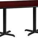 Flash Furniture Graniss 30'' x 60'' Rectangular Mahogany Laminate Table Top with 22'' x 22'' Table Height Bases