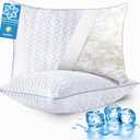 Cooling Pillows Queen Size Set of 2, Shredded Memory Foam Pillows, Adjustable Firm Bed Pillows Cool Cold Pillow for Hot Side Back Stomach Sleepers with Removable Washable Cover, 20" x 30", White