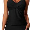 Summer Mae Womens Modest Tankini Swimsuits with Shorts 2025 Tummy Control Bathing Suits with Side Pockets Swimwear (14, Black)