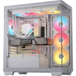 CORSAIR 3500X LX RGB Link Panoramic Mid-Tower PC Case – 3X Pre-Installed Fans, High Airflow, Spacious Interior, GPU Anti-Sag, Reverse Connection Motherboard Compatible – White