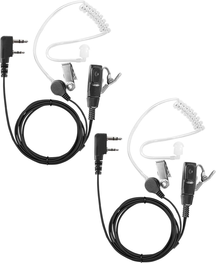 2-Pack K-Type Connector Detachable Air Tube Earpiece Headset for Global-ptt G0 G5 and Compatible with Rapid Radios Kenwood Radios Two Way Walkie Talkies (K-Type)