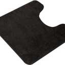 Reyox Plush Shaggy Bath Rug, Contour Mat and Toilet Lid Cover, Soft Microfiber Non Slip Bathroom Rugs Black U-Shaped (U-Shaped, 19.7"x19.7")