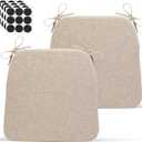Chair Cushions for Dining Chairs - 17" x 16" x 2" D-Shaped Indoor Seat Cushions - Non Slip Chair Pads with Removable Ties and Washable Cover Set of 2 - Chair Leg Pads Included - Beige