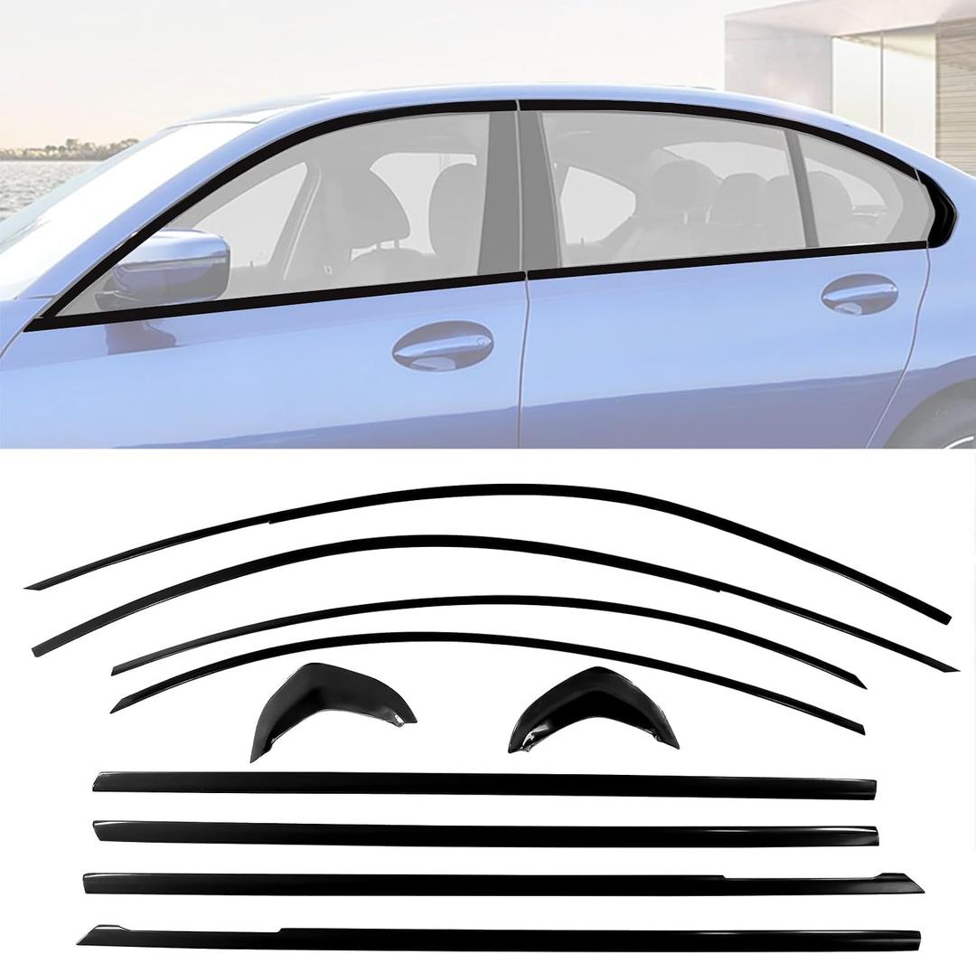 Stainless Steel Window Trim Chrome Delete for BMW G20 330i M340i 2019-2025 Black Window Trim Blackout Kit