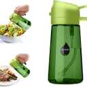 2 in 1 Oil Sprayer for Cooking, Olive Oil Dispenser Bottle for Kitchen Spray and Pour, 16oz/470ml Light-Blocking Dark Green Glass Bottle, Food-Grade Oil Mister for Air Fryer Green Cap