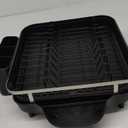 Dish Drying Rack, Expandable Dish Rack for Kitchen Counter, Stainless Steel Dish Drainer with Drainboard Set and Utensil Holder (Black)
