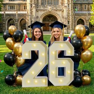Marquee Numbers 2026 Graduation Decorations: 2.3FT Large Light up Numbers 26 Signs for Grad Decor 2026 New Year Eve Party Supplies Decoration Class of 2026 Senior Decor Girl Boy Balloons 26th Birthday
