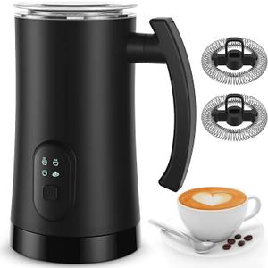 Electric Milk Frother, 4 in 1 Milk Steamer,11.8oz/350ml Automatic Warm and Cold Foam Maker for Coffee, Latte, Cappuccino, Macchiato, Hot Chocolate (Matte Black)