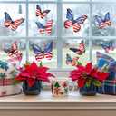 Patriotic Window Clings 4th of July Red White Blue USA Flag Butterfly Reusable Window Glass Decals for Independence Day Memorial Day Home Party Decor