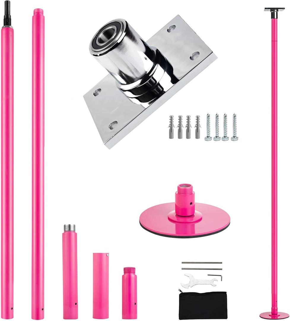 Professional Permanent Mount Dance Pole, 45mm(1.77") ChromePlated Steel Spinning Static Pole, 440lbs/200kg Capacity, CE Certified, for Home Studio Gym Pole Fitness & Dancing