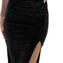 Womens Denim Pencil Skirt High Waisted Knee Length Side Split Hem Stretch Jean Skirts for Women (Small, Black)