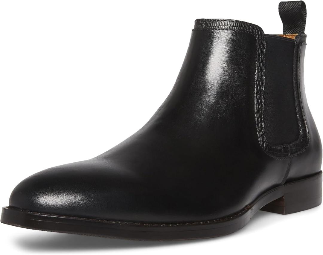 Steve Madden Men's Duke Dress Chelsea Boot, Black Leather, 11.5 M