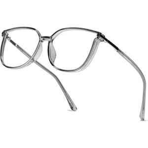 Vintage Cat-eye Blue Light Blocking Glasses for Women, Lightweight TR90 Fashion Eyeglasses (Grey)
