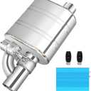 2.5 Inch Valved Muffler Exhaust Cutout with Muffler Cat Back Exhaust System Kit