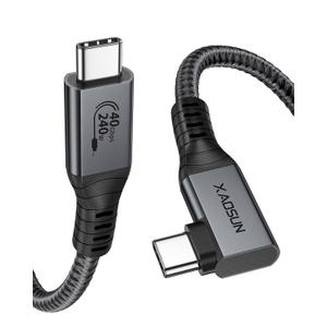 XAOSUN USB 4 Cable for Thunderbolt 4 240W, Right Angle Thunderbolt 4 Cable 90 Degree, 240W USB C to USB C Cable with 40Gbps Data, 8K@60Hz Display, for Thunderbolt MacBook Docks eGPU Hub 1.97ft / 0.6m