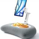 Lamicall Tablet Pillow Stand Holder - [360 Adjustable Arm][Soft & Washable] Kindle iPad Holder for Bed, Kindle Accessories for Reading, iPad Stand with Bowl for 4.7-13" Tablet, E-Reader, iPhone (Gray)