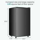 OLIXIS 3.2 Cu.Ft Mini Fridge with Freezer, Single Door Compact Refrigerator | Adjustable Thermostat, 5-Level Thermostat, for Bedroom Office Dorm, LED Interior Light, Black, 17.72"*17.72"*31.1"