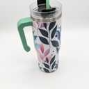 Hydrapeak Voyager 25 Oz Stainless Steel Tumbler with Handle, Insulated Water Bottle With Straw & Lid, Cupholder Friendly Reusable Travel Mug (Floral)