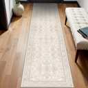 Washable Runner Rug for Hallways Kitchen Rugs 2x8 Ivory Beige - Non-Slip Stain Resistant Mat for Laundry Room Bathroom Soft Vintage Farmhouse Runners for Entryway Bedroom Dining Room