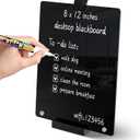 Acrylic Black Dry Erase Board with Stand - 12 x 8 Small Desktop Whiteboard with Marker, Reusable Desk Blackboard, to-Do List, Planner, Memo Clipboard, Menu Board for Office, Home, Bar (A4-1P)