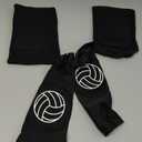 Hungdao 1 Set Volleyball Knee Pad and Arm Sleeve Volleyball Accessories Stuff Forearm Elbow Sleeve Wrist Guard with Protection Pad and Thumb Hole for Women Men Adult(Classic)
