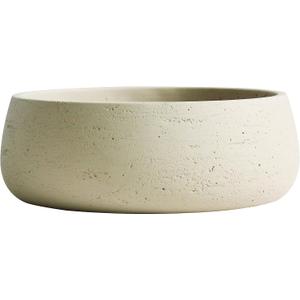 Olly & Rose Barcelona Off-White Ceramic Plant Bowl - 11 Inch - Indoor Outdoor Planter and Table Decor
