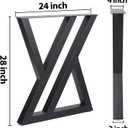 Table Legs Metal 2 PCS, Black Steel Table Legs 28" H x 24" W, Heavy Duty and Stable for DIY Tables, Desks, and Bench