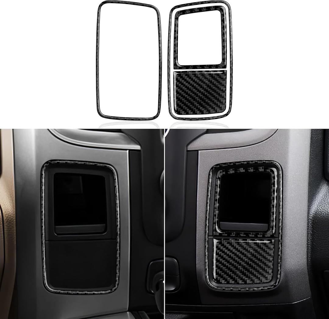 Center Control Dashboard Cover Decals for 2013-2018 Dodge Ram 1500 2500 3500 Accessories Carbon Fiber Interior Stickers, A