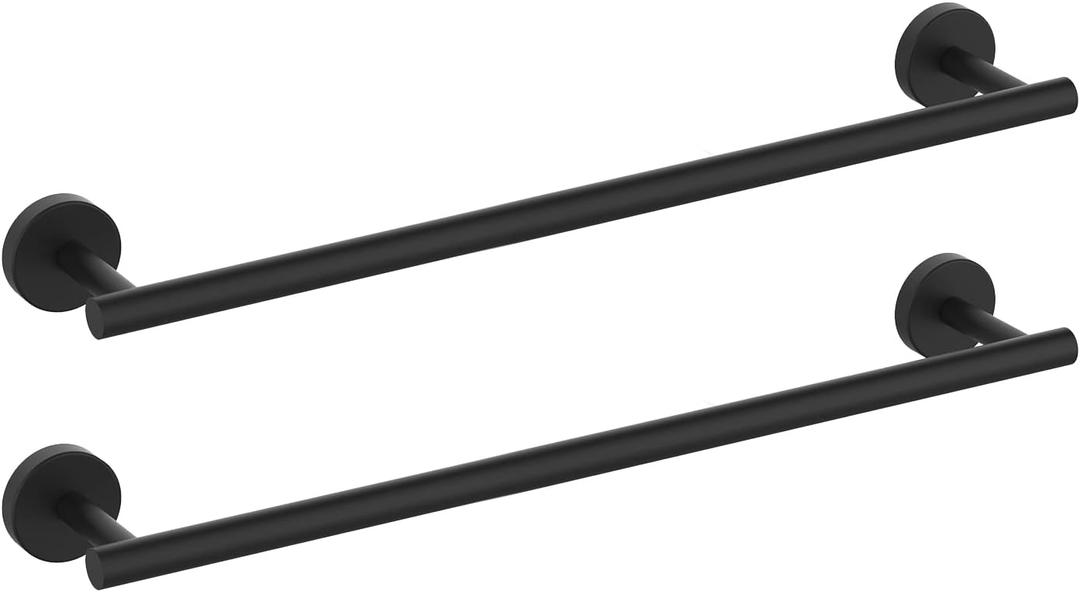 Newfun 24 Inch Matte Black Bathroom Towel Bar, 2Pcs Towel Racks for Bathroom Rod Classic SUS304 Stainless Steel Bathroom Towel Holder Wall Mounted