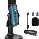 ZealSound USB Condenser Microphone,Computer PC Gaming Mic,Plug&Play Microphones for PS 4&5.Monitor Adjust&Volume Control,Mic Gain Control,Mute Button for TikTok,YouTube Podcast on Mac&Windows(Teal)