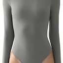 PUMIEY Women's Crew Neck Long Sleeve Bodysuit Sexy Tops Sharp Collection M