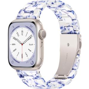 Lightweight Resin Band For Apple Watch Series, Fashion Adjustable Replacement Strap for iWatch Bands for Women Men Unique Blue and white Porcelain for Starlight, 38mm/40mm/41mm/(42mm Series 11/10)