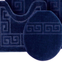 WPM WORLD PRODUCTS MART Bathroom Rugs Set 2 Piece Bath Pattern Rug (20"x32")/Large Contour Mats (20"x20") with Lid Cover (Navy)