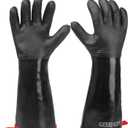 GEEKHOM 18-Inch Heat Resistant BBQ Gloves 932F Waterproof Long Sleeve Cooking Gloves, Non-Slip Silicone Grip Grill Gloves for Grilling, Smoker, Oven, and Kitchen Use (Black)