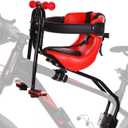 Kids Bike Seat, Baby Bicycle Seat Bearing 50kg Front Mounted Child Bike Seat with Handrail and Seatbelts for Children Aged 8 Months to 4 Years, Adjustable Kids Seat for Adult Bike, Red
