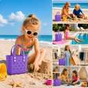 Rubber Tote Bag Small Beach Bag,Practical And Portable Travel Bag,Washable Open Handbag for Work Travel