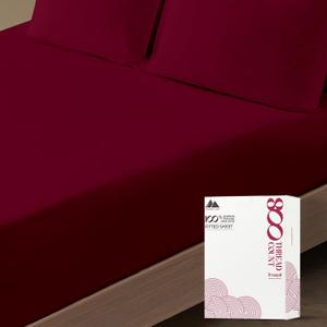 Mayfair Linen 100% Egyptian Cotton King Fitted Sheet Only - 800 Thread Count Fitted Sheet King Size, Luxuriously Soft, Cooling 16" Deep Pocket Bottom Sheets, Sateen Weave, Hotel Quality - Burgundy