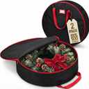 ZOBER 2 Pack Oxford Christmas Wreath Storage Container 48 Inch - Wreath Bag for Artificial Wreaths Box - Waterproof Fabric, Dual Zippered Wreaths Storage Bag With Strong Durable Handles - Black